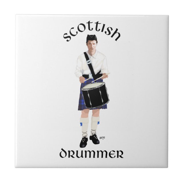 Scottish Drummer - Blue Kilt Kakelplatta (Framsidan)