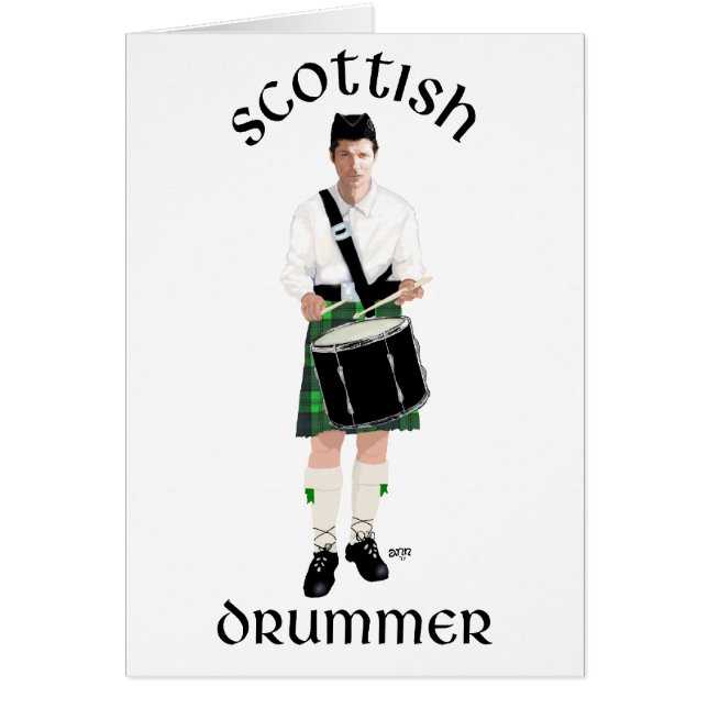 Scottish Drummer - Grönt Kilt Hälsningskort (Framsidan)