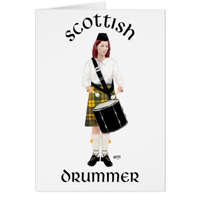 Scottish Drummer - Gult Kilt Hälsningskort (Framsidan)