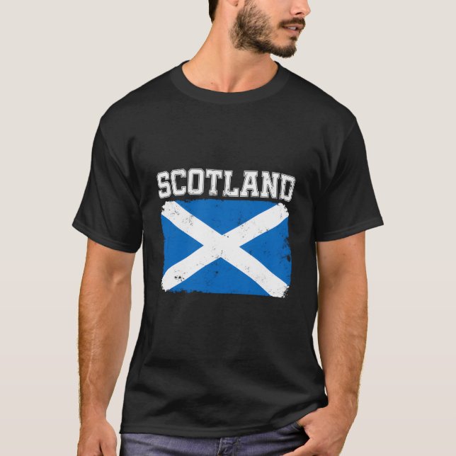 Scottish Flagga Distress T Shirt (Framsida)