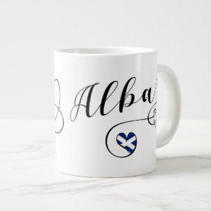 Scottish Flagga in Heart, Alba, Scots Gaelic Jumbo Mugg