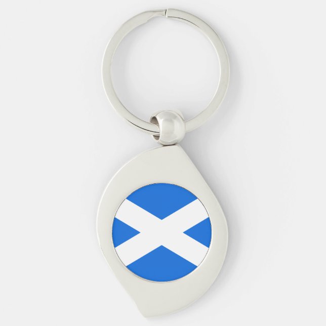 Scottish Flagga kact Swirl Silverfärgad Nyckelring (Framsidan)