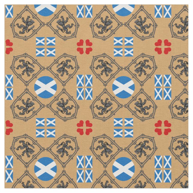 Scottish Flagga & Lejonare, mode Hearts /Scotland Tyg (Närbild)