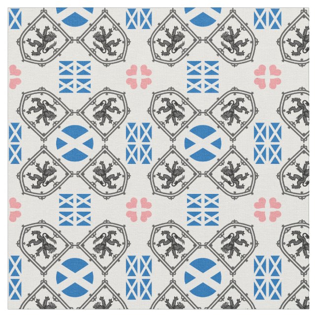 Scottish Flagga & Lejonare, mode Hearts /Scotland Tyg (Närbild)