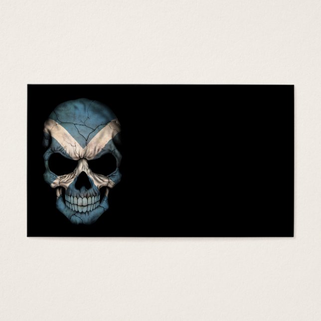 Scottish Flagga Skull på Black Visitkort (Framsidan)
