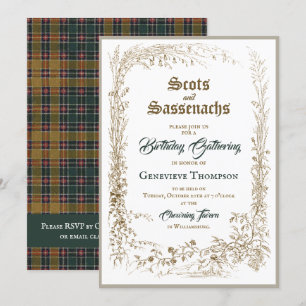 Scottish Flora Sassenach Birthday bjudande Inbjudningar