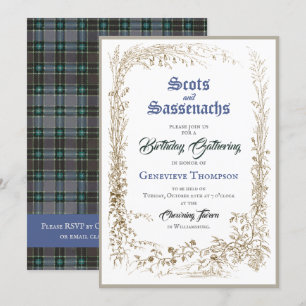 Scottish Flora Sassenach Blue Birthday-inbjudan Inbjudningar