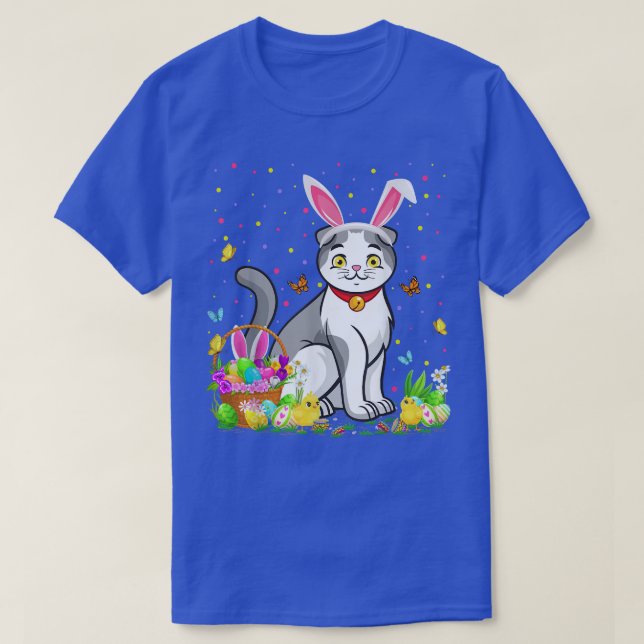 Scottish Fold Bunny Egg Hunting Scottish Fold Öste T Shirt (Design framsida)