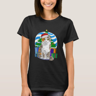 Scottish Fold Cat Cute Santa T Shirt
