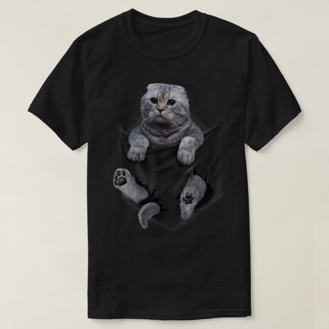 Scottish Fold Cat in Pocket T Shirt (Design framsida)