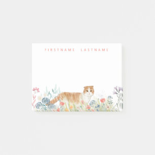 Scottish Fold Cat MonogramBlommigt Post-it Block