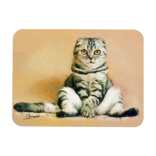 Scottish Fold Cat Sitta Porträtt Magnet