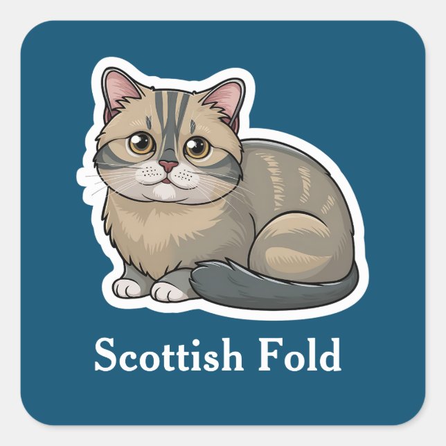 Scottish Fold Fyrkantigt Klistermärke (Framsida)