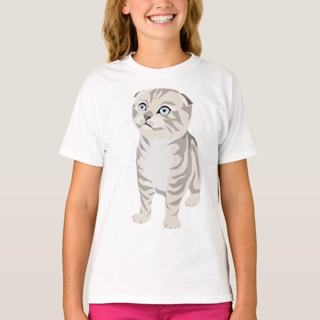 Scottish Fold Kitten children's t-shirt camiseta (Framsida)