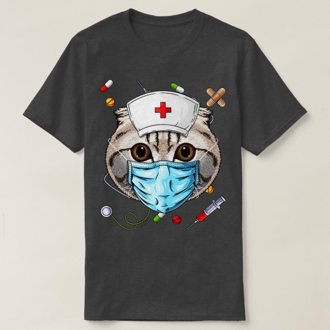 Scottish Fold Nurse RN Funny ER Nursing School Gra T Shirt (Design framsida)
