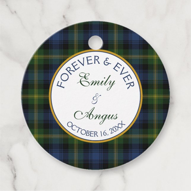 Scottish Gordon Tartan Bröllop spara datum Gåvor Etiketter (Framsida)