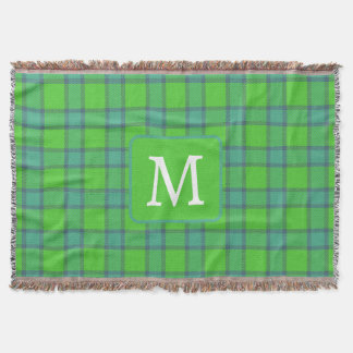 Scottish green &blue Plaid tartan monogram Filt