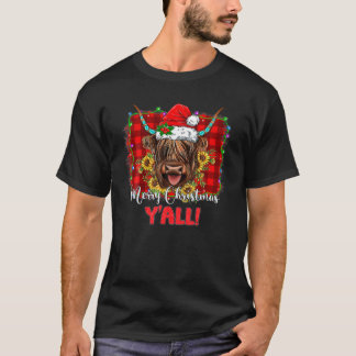Scottish Hairy Cow Mamma Heifer God jul Y'al T Shirt