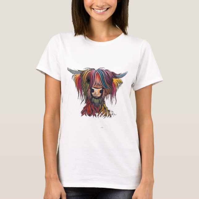 Scottish Hairy Highland Cow OLIVER Tee Shirt (Framsida)