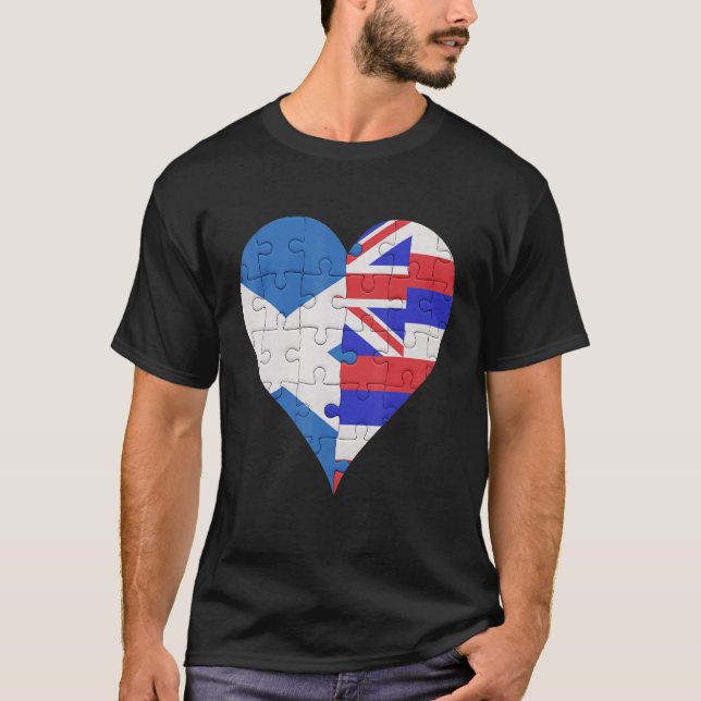 Scottish Hawaiian Flagga Heart T Shirt (Framsida)