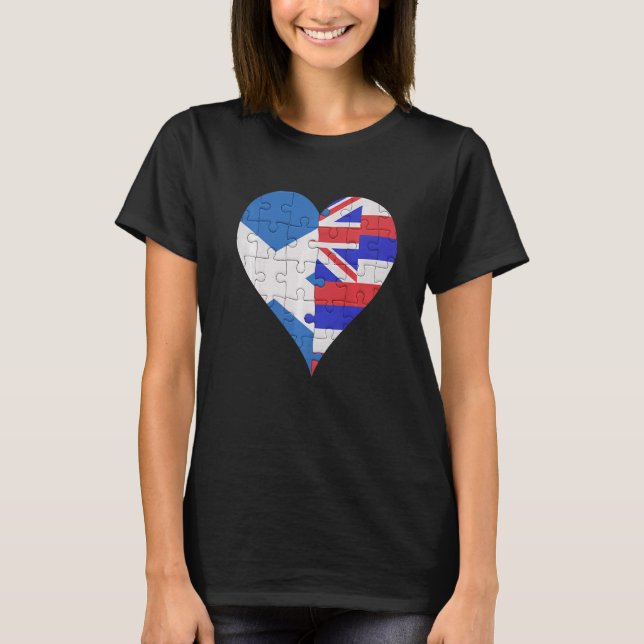 Scottish Hawaiian Flagga Heart T Shirt (Framsida)