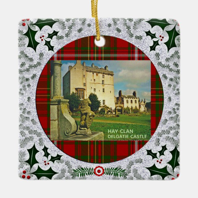 Scottish Hay Klan Tartans Castles Ceramic Ornament (Framsida)