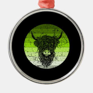 Scottish Highland Cattle Retro Julgransprydnad Metall