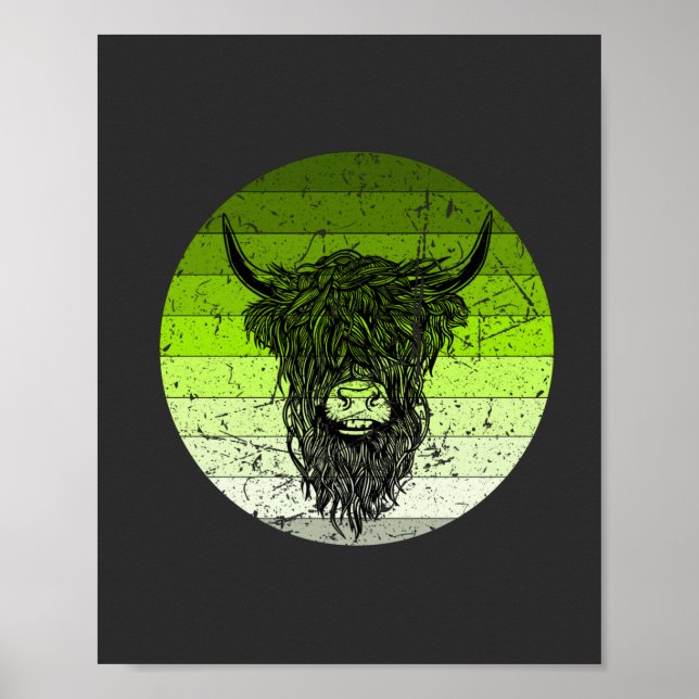 Scottish Highland Cattle Retro Poster (Framsidan)