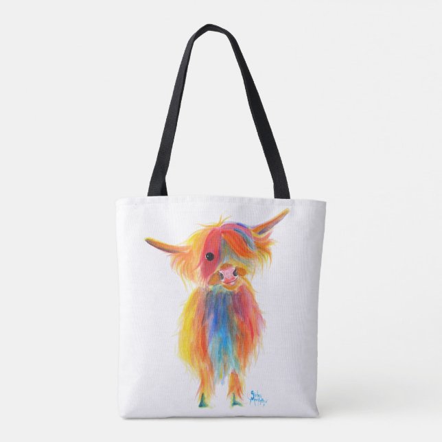 Scottish Highland Cow 'ANGEL' av Shirley MacArthur Tygkasse (Baksida)