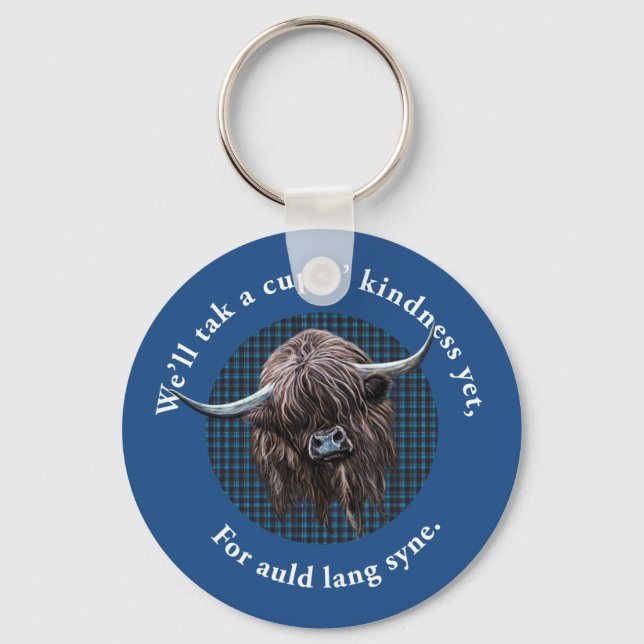 Scottish Highland Cow. Auld Lang Syne. Nyckelring (Framsida)