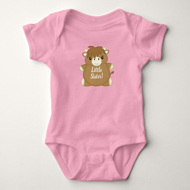 Scottish Highland Cow Baby Shower Rosa T Shirt (Framsida)