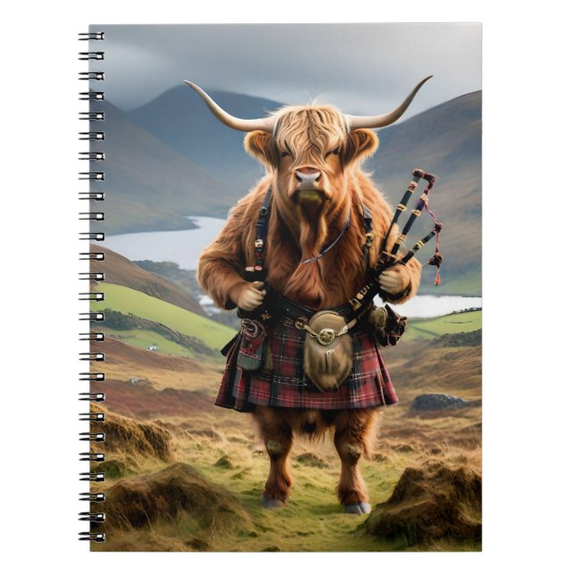 Scottish Highland Cow Bagpiper Anteckningsbok (Framsidan)