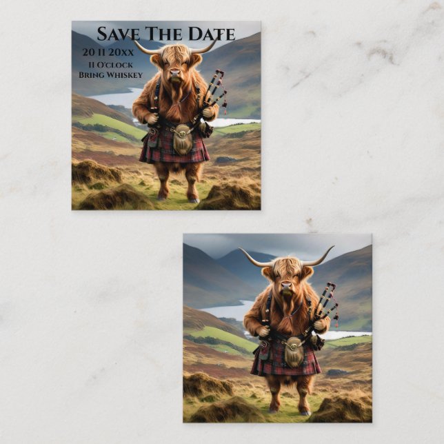 Scottish Highland Cow Bagpiper Tilläggskort (Fram/baksida)
