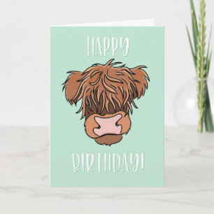 Scottish Highland Cow, Birthday Money Holder Kort