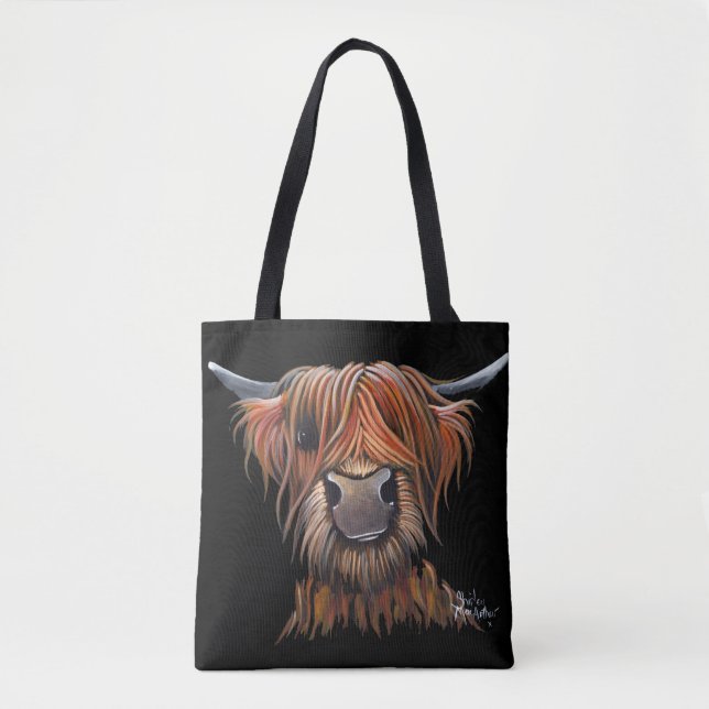 Scottish Highland Cow 'BRUCE' Bag Tygkasse (Framsida)