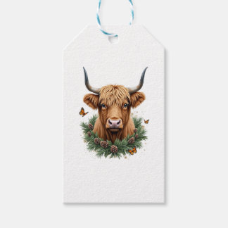 Scottish Highland Cow Cattle Hairy Cow Christmas W Presentetikett