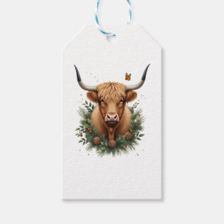 Scottish Highland Cow Cattle Hairy Cow Christmas W Presentetikett