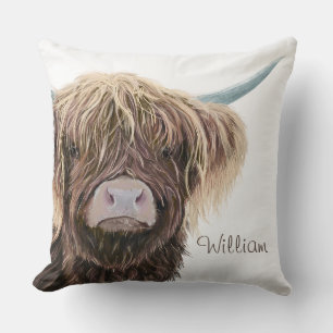 Scottish Highland Cow Charlie with Straggly Hair Kudde