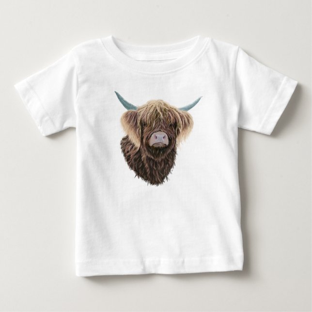 Scottish Highland Cow Charlie with Straggly Hair T Shirt (Framsida)