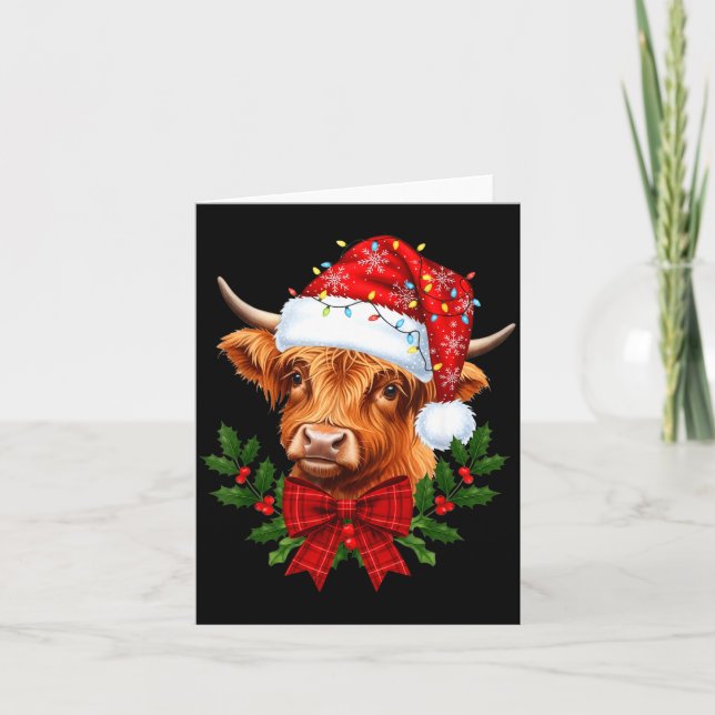 Scottish Highland Cow Christmas Funny Cow Lover Xm Kort (Framsida)
