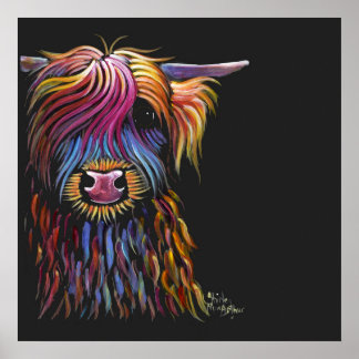 Scottish Highland Cow ' FLoWER PoT' av Shirley M Poster