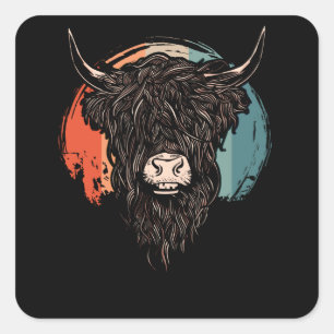 Scottish Highland Cow Fyrkantigt Klistermärke