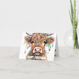Scottish Highland Cow God Ljus Helgkort