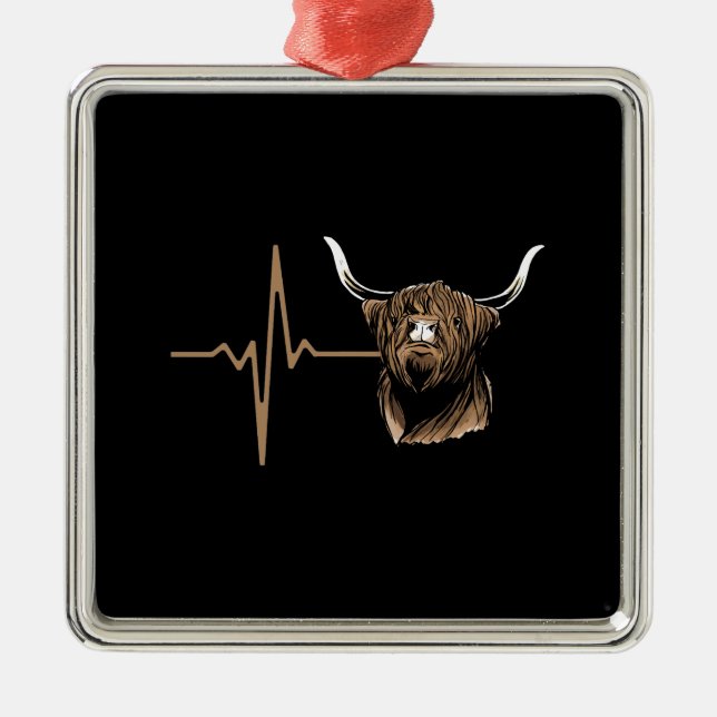 Scottish Highland Cow Julgransprydnad Metall (Framsidan)