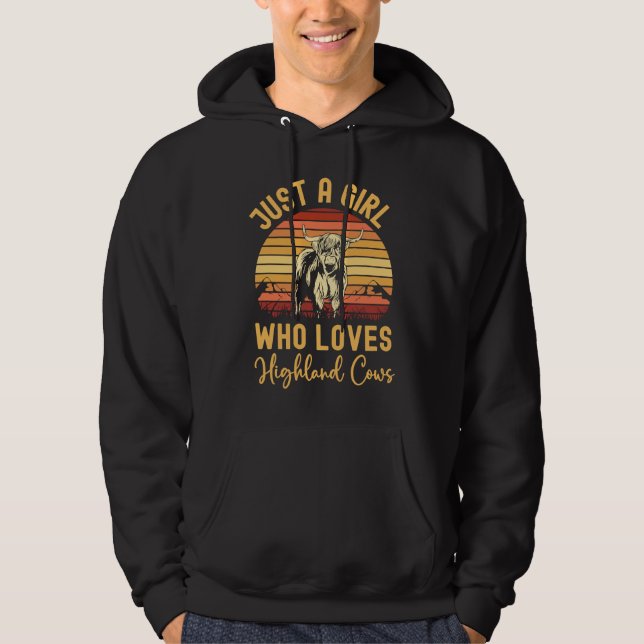 Scottish Highland Cow Just a Girl Who Loves Highla Hoodie (Framsida)