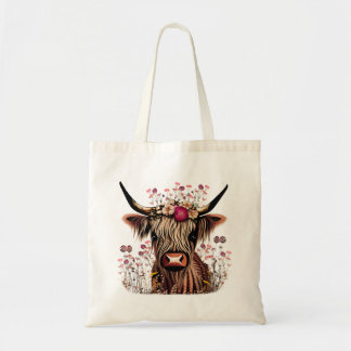 Scottish Highland Cow Livsmedel Tote | Mallbunt Tygkasse