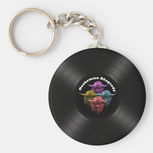 Scottish Highland Cow. Moohemian Rhapsody Nyckelring (Framsidan)