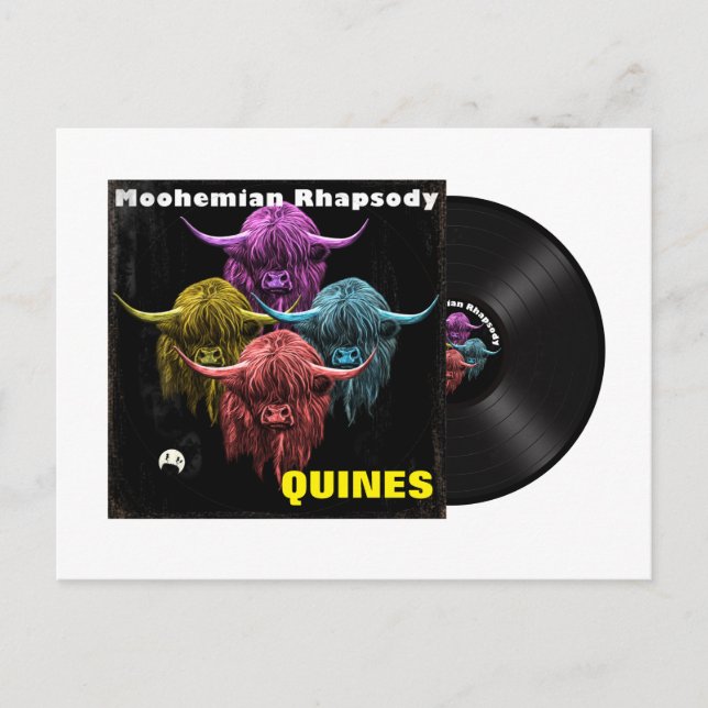 Scottish Highland Cow. Moohemian Rhapsody Vykort (Framsida)