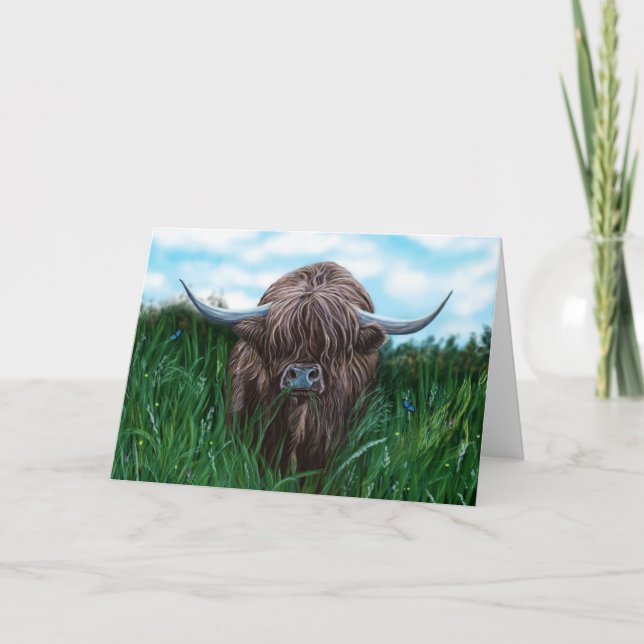 Scottish Highland Cow Painting Kort (Framsida)