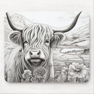 Scottish Highland Cow Peacnice Nature Prairie Art Musmatta